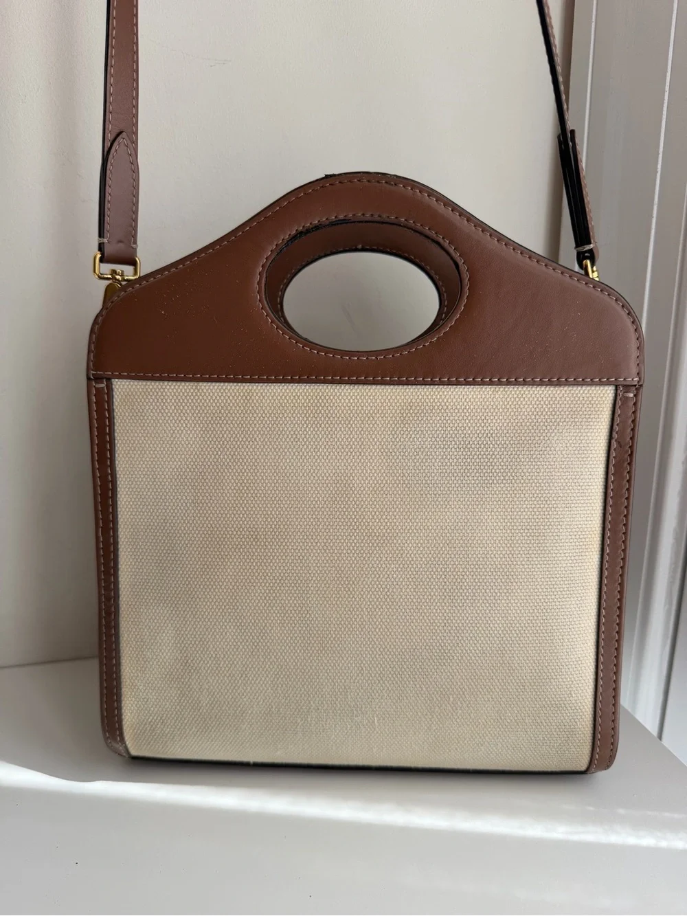 Authentic Burberry Mini Pocket Beige Malt Brown Crossbody Bag